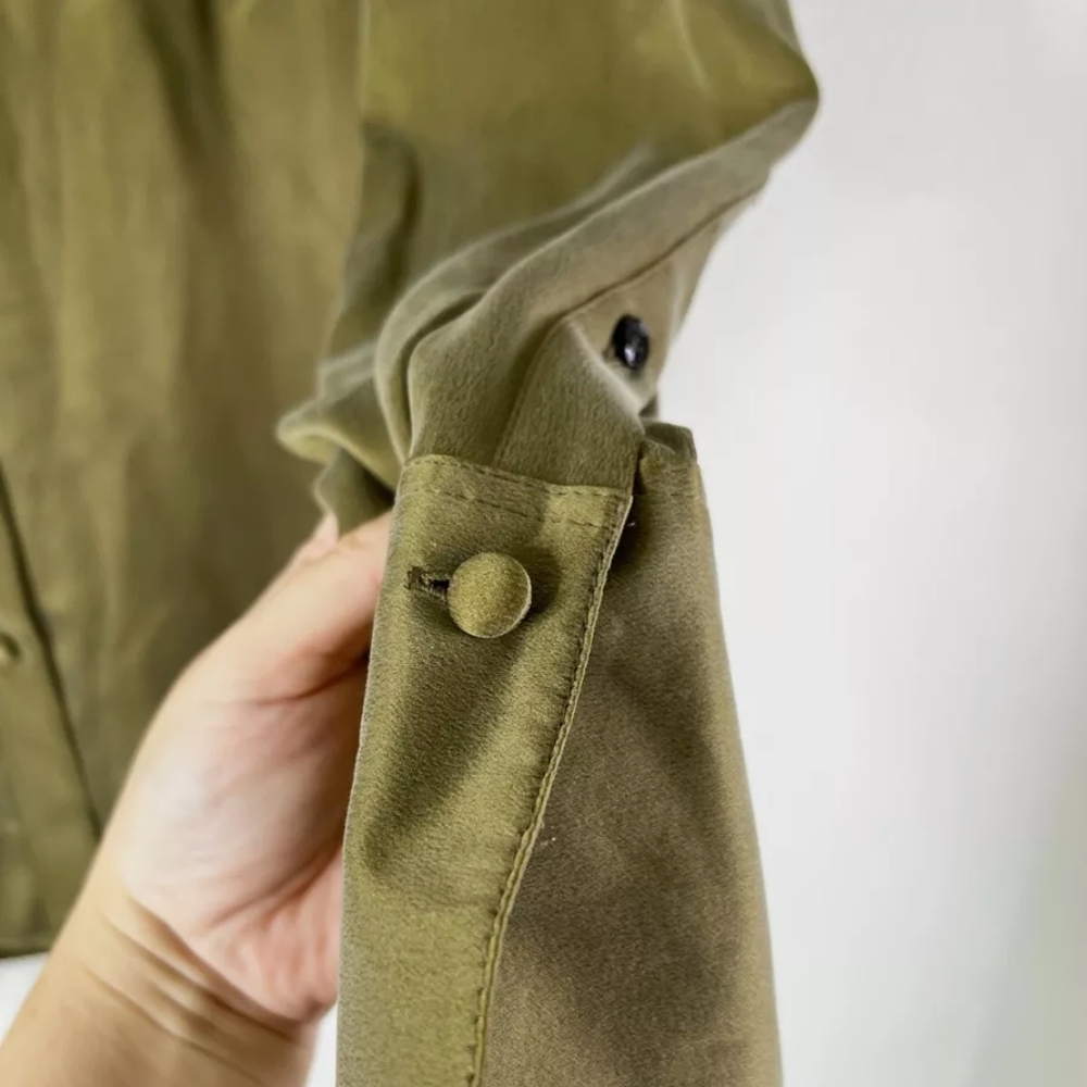 Olive Green Top with Lattice Sleeve Detail - Picture 3 of 7